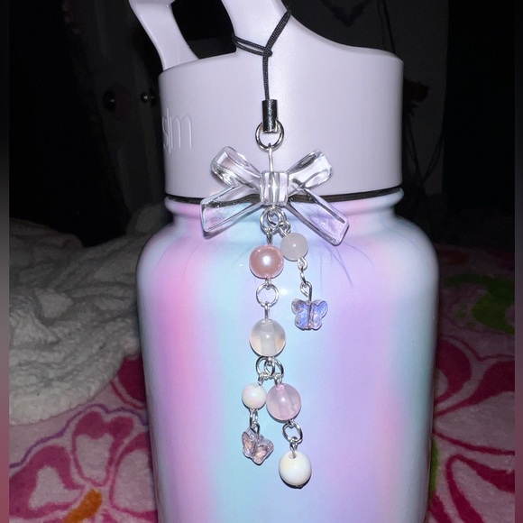 y2k handmade coquette pink bow phone/purse/water bottle charm/keychain - Picture 2 of 4